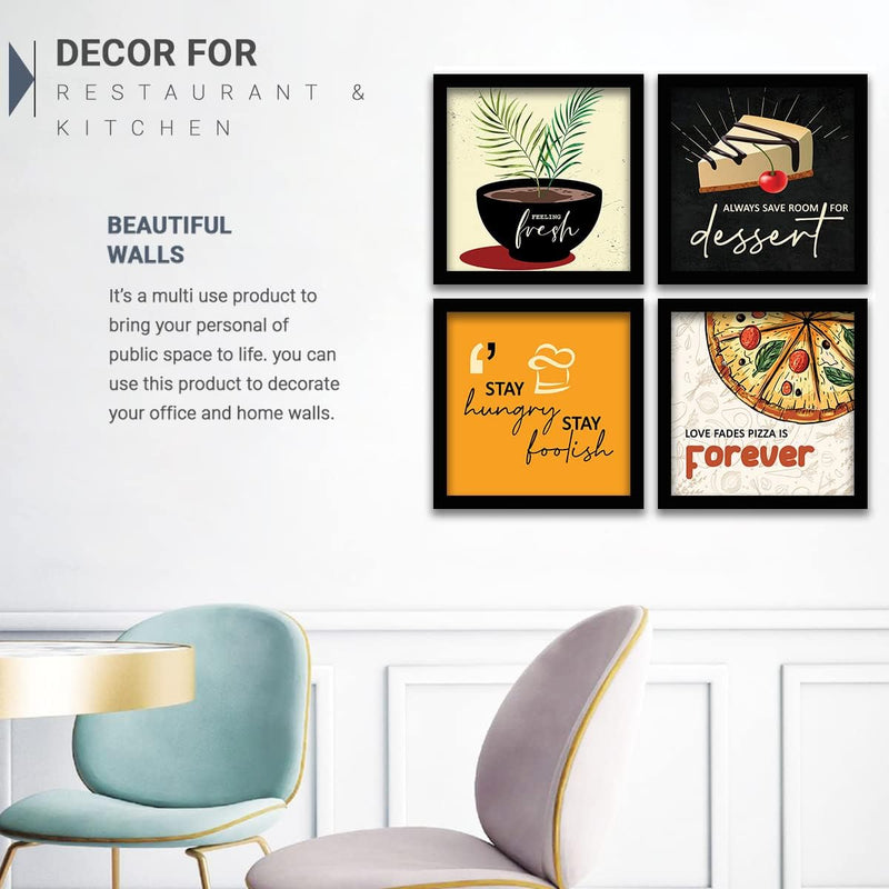 kotart Engineered Wood Photo Frames For Kitchen And Restaurant Wall Decoration - Food Quotes Decor Poster With Frame (11 Inch X 11 Inch, Multi) Design-2, Square)