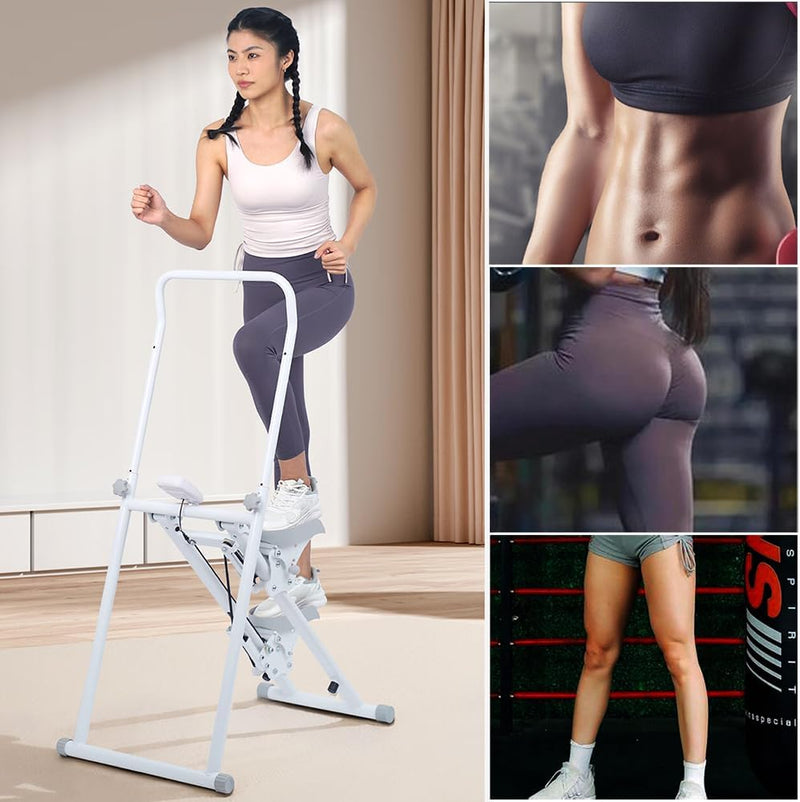 Stair ClimberFoldable Step MachineHeight Adjustable Stepper with LCD Display and HandlebarVertical Climbing Cardio Exercise Machine for Home and Office Exercises