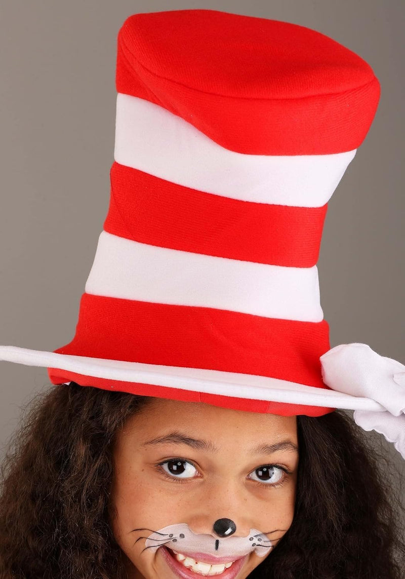 Kids Black and White Cat Costume Furry Jumpsuit with Red Hat, Bow Tie & Tail Unisex Halloween Outfit for Book Day & School Events