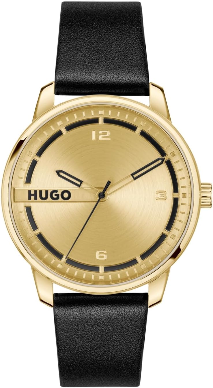 Hugo STAMP Men Watch, Analog - GOLD / BLACK
