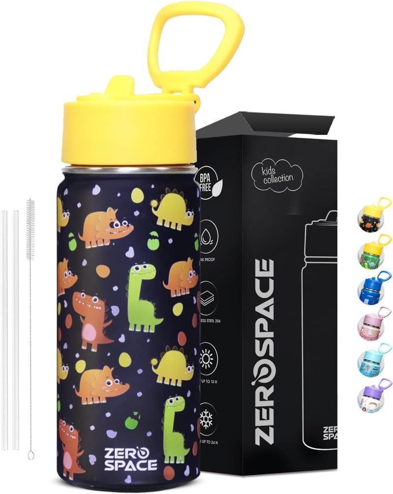 Water Bottle for Kids, 500ml Bottle for School, Stainless Steel Water Bottle for Kids, Double Wall Insulated Water Flask, BPA Free Steel Bottles (Green) - Black