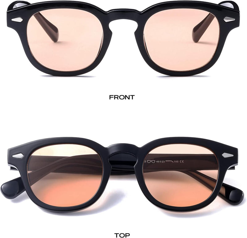 Unisex Vintage Retro Round Style Tinted Sunglasses For Men Women Fashion Circle Sun Glasses 46mm - C31 Black Frame/Light Brown Tinted Lens