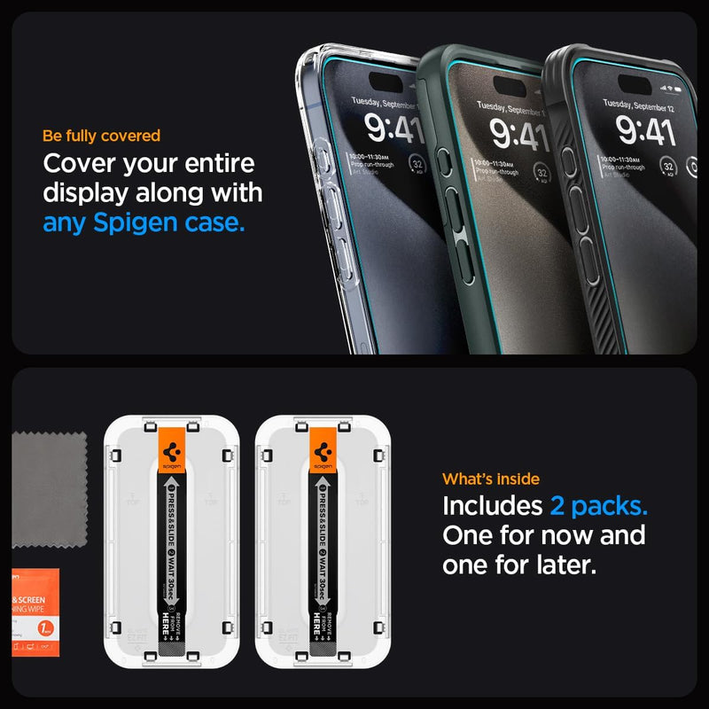 GLAStR EZ FIT Designed for iPhone 15 Pro MAX Screen Protector (2023) Premium Tempered Glass - Case Friendly with Sensor Protection 2 PACK