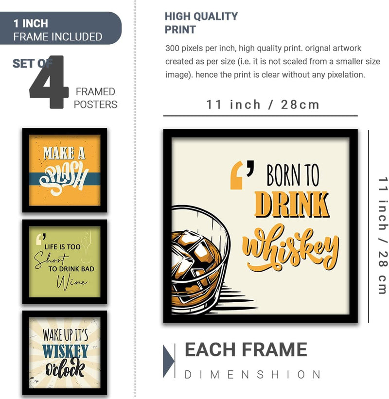kotart Engineered Wood Photo Frames For Kitchen And Restaurant Wall Decoration - Food Quotes Decor Poster With Frame (11 Inch X 11 Inch, Multi) Design-2, Square)