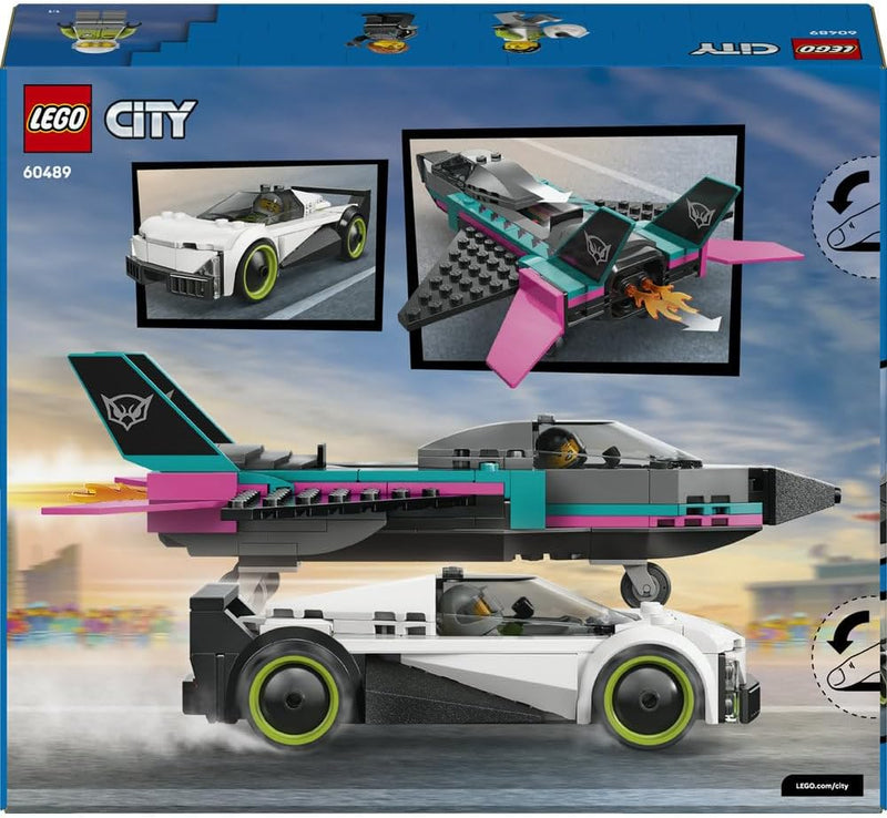 City Jet vs. Car 60489 Building Toy, Plane, Supercar plus Pilot & Driver Minifigures, Play Set, Gift for 6+ Year Old Boys & Girls, 259 Pieces