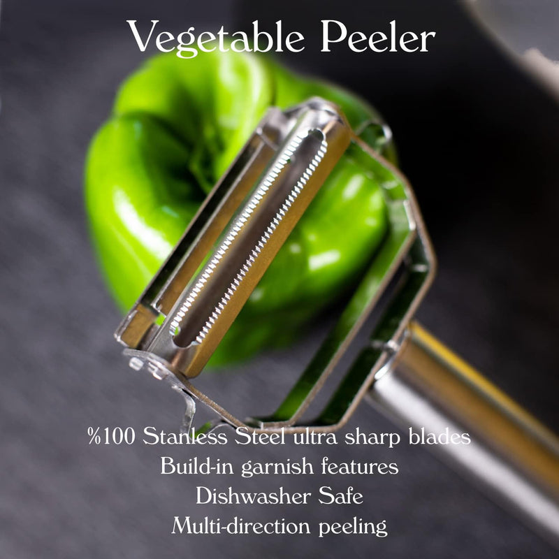 Oasisgalore Stainless Steel Julienne Peeler with Grater,Slicer Vegetable Cutter Potato Cutter Blades Cucumber Slicers for Carrot
