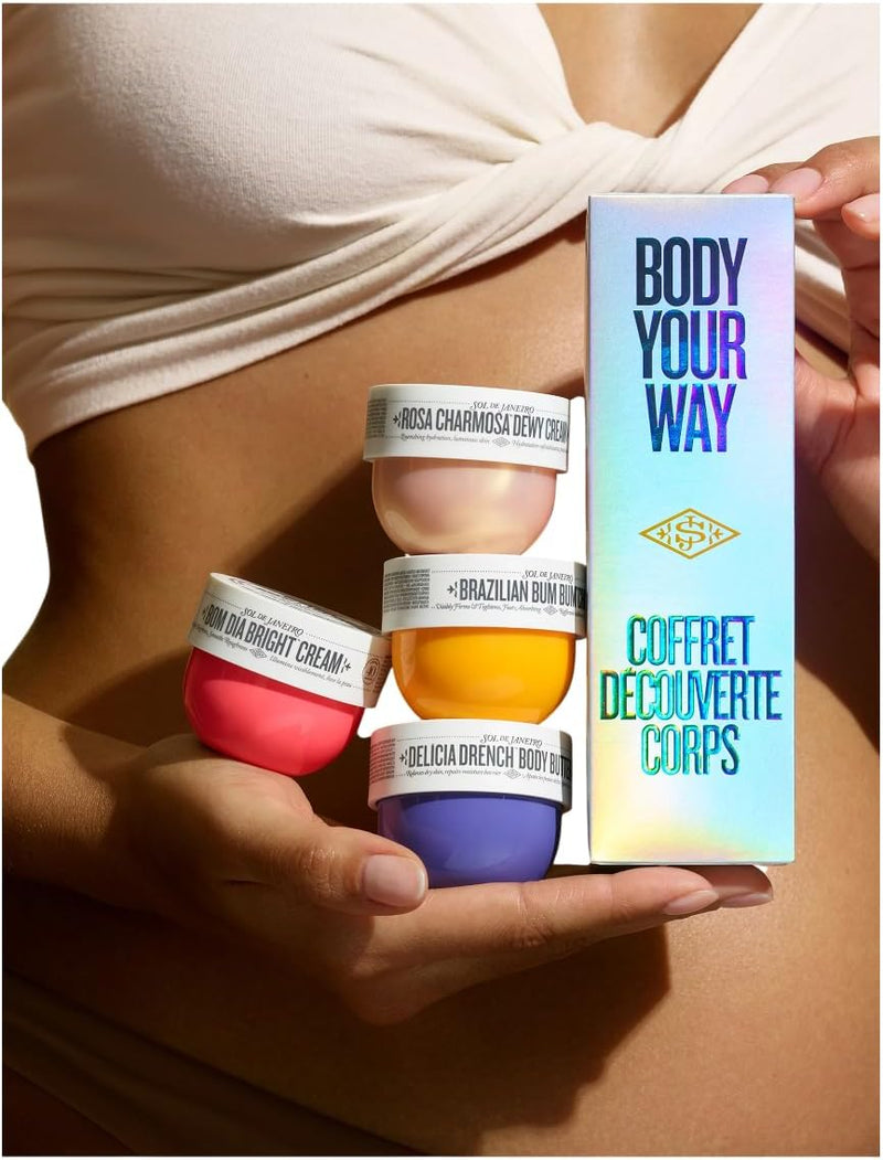Body Your Way Body Care Discovery Set, 4 Body Creams, Brazilian Bum Cream, Bom Dia Bright, Pink Charmosa Dewy, Delícia Drench Body Butter