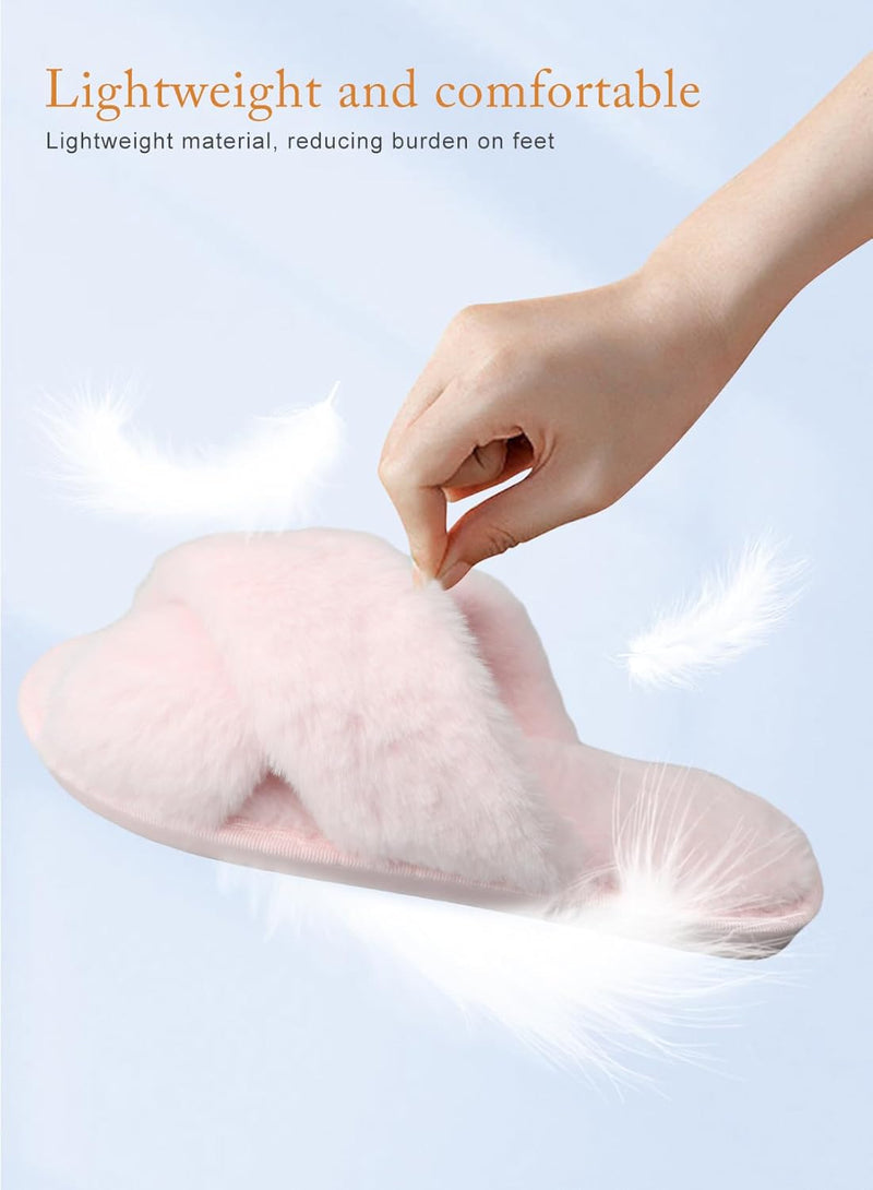 URbazaar Women‘s House Slippers Faux Fur Fashion Warm Shoes Woman Slippers Comfortable Home Furry Slippers,Lightweight Non Slip House Slippers For Cozy Indoor Outdoor