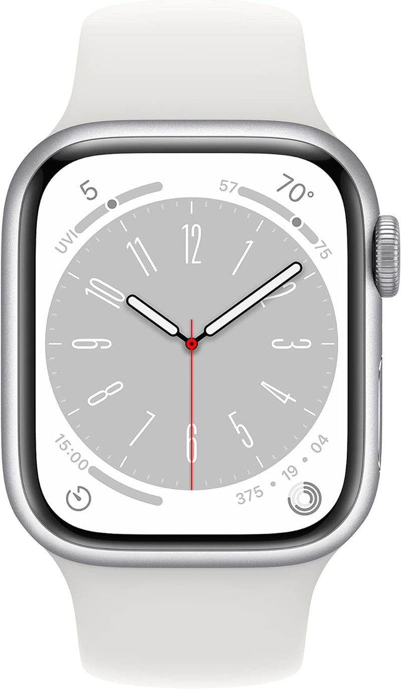 Apple New Apple Watch Series 8 (GPS 41mm) Smart watch - Midnight Aluminium Case with Midnight Sport Band - Regular. Fitness Tracker, Blood Oxygen & ECG Apps, Water Resistant (Renewed)