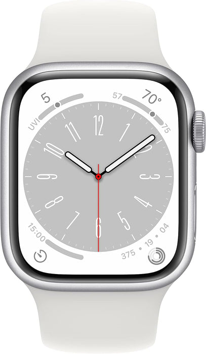 Apple New Apple Watch Series 8 (GPS 41mm) Smart watch - Midnight Aluminium Case with Midnight Sport Band - Regular. Fitness Tracker, Blood Oxygen & ECG Apps, Water Resistant (Renewed)