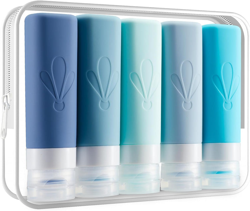INSFIT Travel Bottles for Toiletries, TSA Approved 90ml Travel Size Containers, BPA Free Leak Proof Squeezable Silicone Tubes for Shampoo Conditioner Lotion Soap with Labels