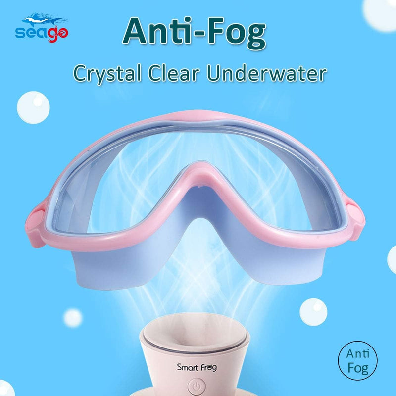 Seago Swim Goggles 2 Pack Anti-Fog Anti-UV Wide View Swimming Goggles for Kids 3-15