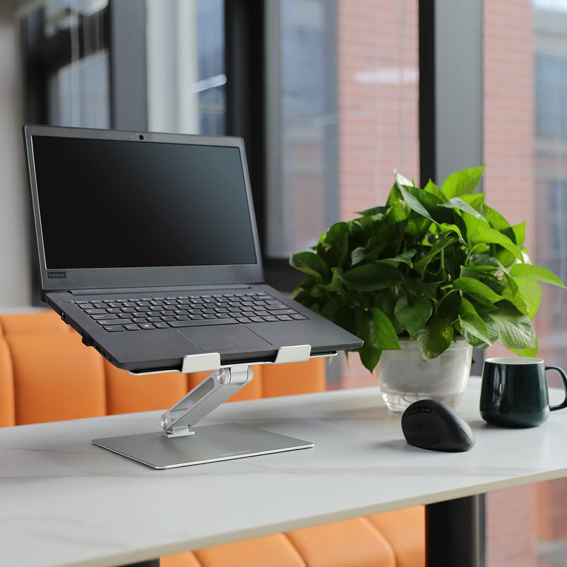 Amazon Basics Adjustable Ergonomic Laptop Stand, Multi-Angle with Heat Vent, For Laptops 10 (25.4 cm) - 17 Inches (43.2 cm), Silver