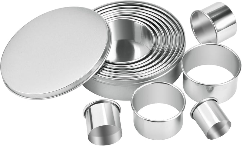 Round Cookie Biscuit Cutter Set, 12 Graduated Circle Pastry Cutters, Heavy Duty Commercial Grade 18/8 304 Stainless Steel Cookie And Dough Cutters, MK05-13 - metallic silver