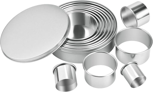 Round Cookie Biscuit Cutter Set, 12 Graduated Circle Pastry Cutters, Heavy Duty Commercial Grade 18/8 304 Stainless Steel Cookie And Dough Cutters, MK05-13 - metallic silver