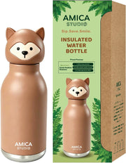 Kids Water Bottle 460ml Insulated Stainless Steel - AMICA STUDIO (Red) - Skippy the Squirrel