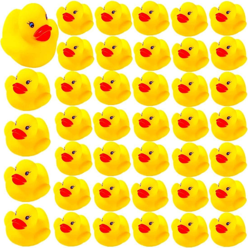 DZTIAN 51-Pieces Float & Squeak Mini Rubber Duck Baby Bath Ducky Sound ShowerToys for Kids Celebrate The Joy of The Children（1.6"x 1.5" x 1.2"）