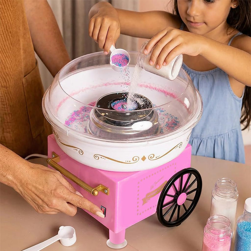 Cotton Candy MakerVintage Countertop Machine for Hard Candy & Flossing SugarEasy DIY Mini Cotton Candy Machine for Kids & Parties Pink