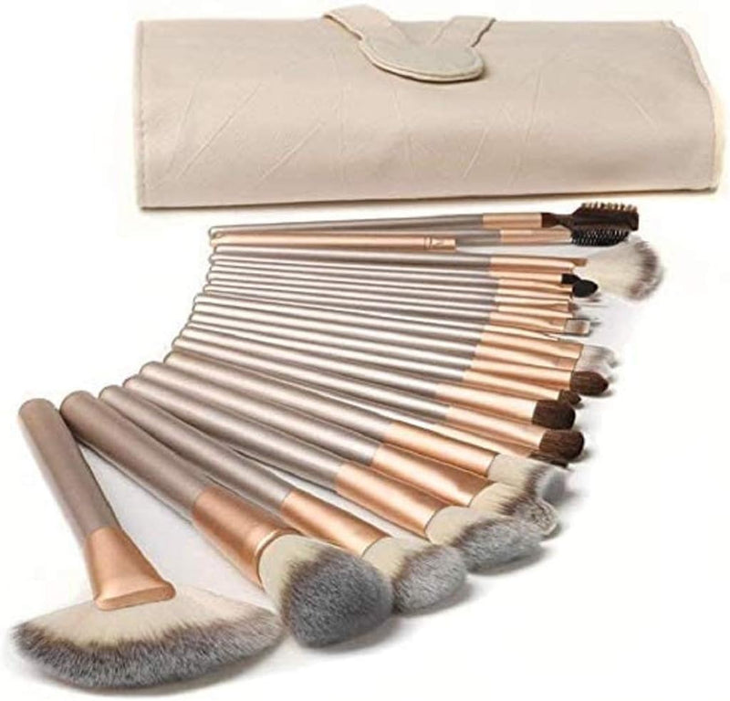 TTRWIN Make up Brushes, 18 Pcs Professional Makeup Brush Set Synthetic Kabuki Face Blush Lip Eyeshadow Eyeliner Foundation Powder Cosmetic Brushes Kit with PU Leather Bag Beige