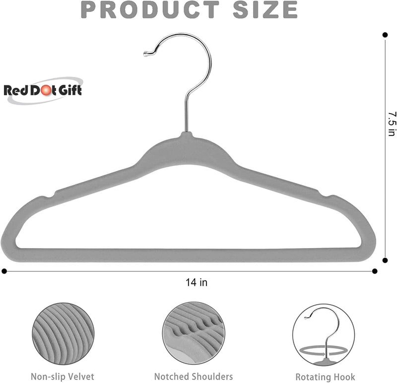 Red Dot Gift® 30-Pack Beige Velvet Kids Hangers - ( 35cm / 14 Inch )Premium Childrens Hangers for Closet, Ultra Thin Cute Hangers Kids Clothes Hanger,Small Hangers for Kids Clothes (Beige, 30)