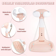 MOMENT Adjustable Baby Shower Stand, Baby Bath Stand, Baby Shower Standing Support with Adjustable Height and Safety Handle, Foldable and Compact Baby Bathtub with Stand (PINK)