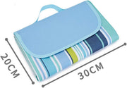 Waterproof Foldable Outdoor Camping Mat Widen Picnic Mat Plaid Beach Blanket Baby Multiplayer Tourist Mat-Blue Stripes - 145 x 180 cm (Square)