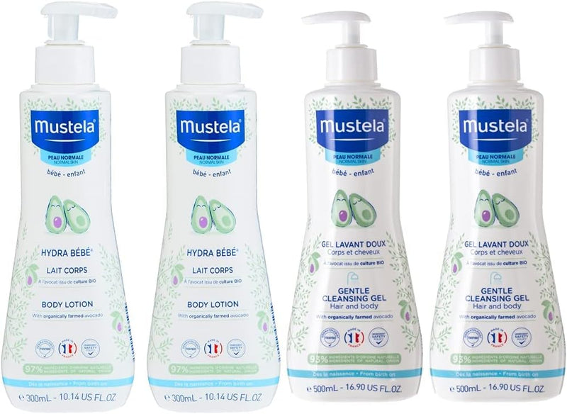 Moisturizing Body Lotion 300ml Pack of 2, White & Hair Styler & Skin Freshener for Baby, 200 ml - + Cleansing Gel, 500ml x 2