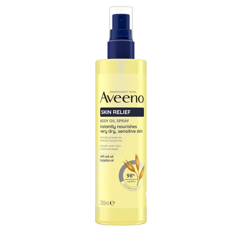Aveeno Skin Relief Body Oil Spray, With Oat Oil & Jojoba Oil, Suitable For Sensitive Skin, Instantly Nourishes Very Dry, Sensitive Skin, Suitable for a Massage, 200ml