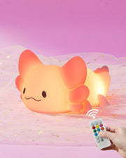 ZKLiLi Night Light for Kids, Dumpling Light Silicone Nursery Cute Lamp, Battery Powered LED Nightlight with 7-Color for Baby Teen Girls and Boys Bedrooms, Birthday Gift - Waterdrop - Axolotl-remote