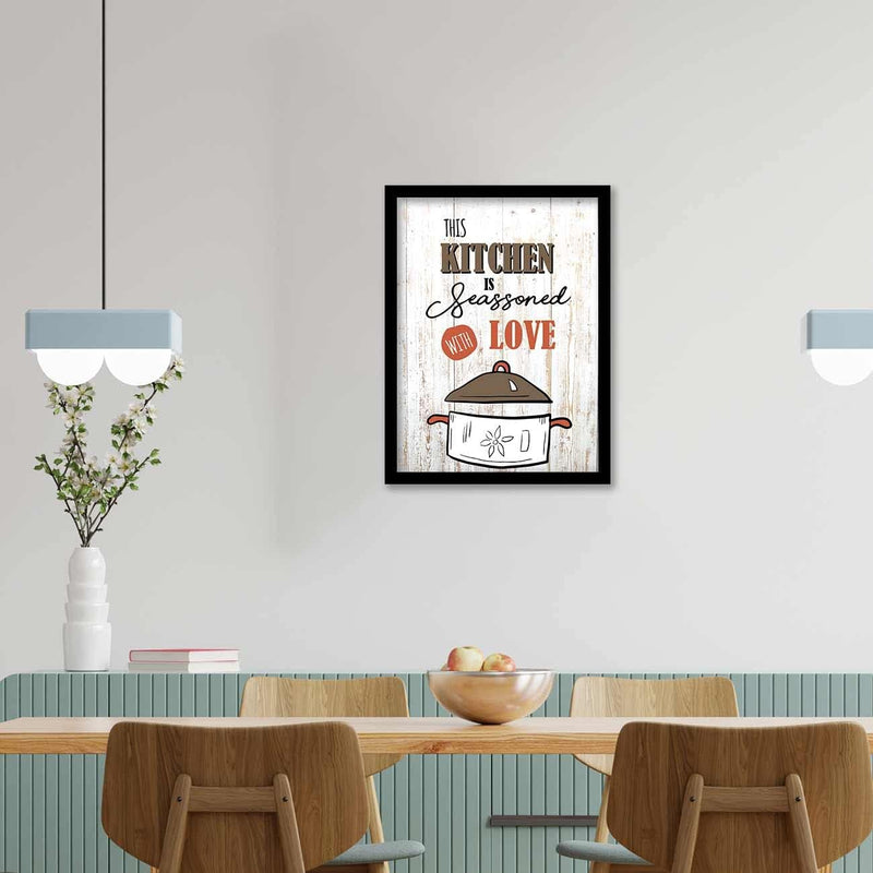kotart Engineered Wood Photo Frames For Kitchen And Restaurant Wall Decoration - Food Quotes Decor Poster With Frame (11 Inch X 11 Inch, Multi) Design-2, Square)