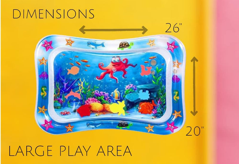 BabaBub Tummy Time Mat Inflatable Water Mat Baby Playmat Sensory Toy Early Development Stimulation Growth Activity Play Centre for Infants & Toddlers 3 6 9 Months Newborn Girls Boys