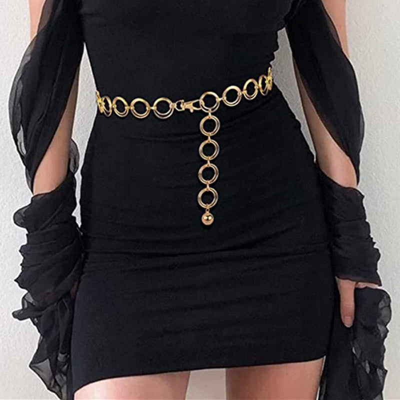 4pcs Metal Waist Chain Belts for Women - Adjustable Fashion Multilayer Chain Belts for Pants Dresses
