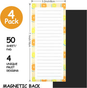 Joyberg 4 Pack Magnetic Notepads for Refrigerator, Grocery List Magnet Pad for Fridge, Fruit Design Magnetic Grocery List Pad for Fridge, Full Magnet Back Shopping Lists, 50 Sheets Per Note Pads