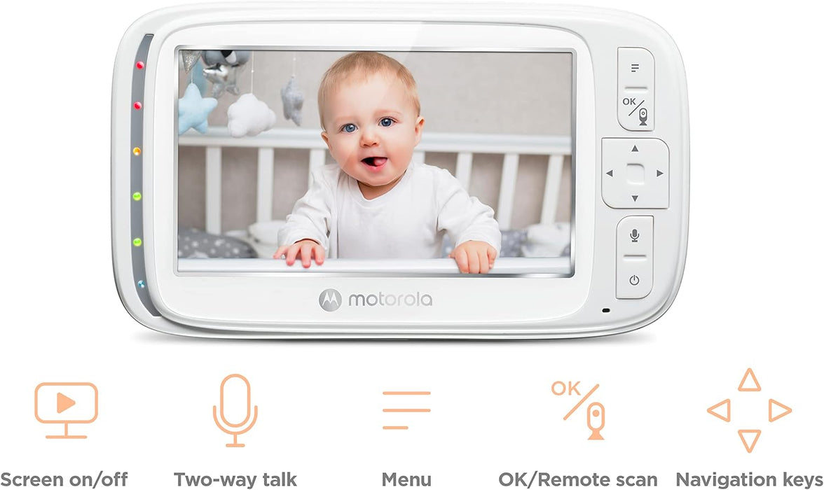 Motorola Nursery VM75 Baby Monitoring Camera - Baby Monitor with 5 Inch Screen Parent Unit - Baby Night Mode Camera