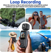 Thumb Action Camera, 4K Body Camera, Tiny Size, Handheld Action Camera Dual Lens HD 180 Degree Rotating, Small Body Camera with WiFi, Portable Vlogging, for Cycling Hiking Outdoor32GB Included