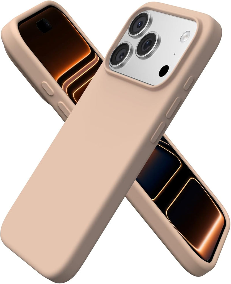 ORNARTO Compatible with iPhone 17 Pro Case 6.3", Slim Liquid Silicone 3 Layers Full Covered Soft Gel Rubber 17 Pro Phone Cases Cover 6.3 inch-Chalk Pink - Nude Taupe
