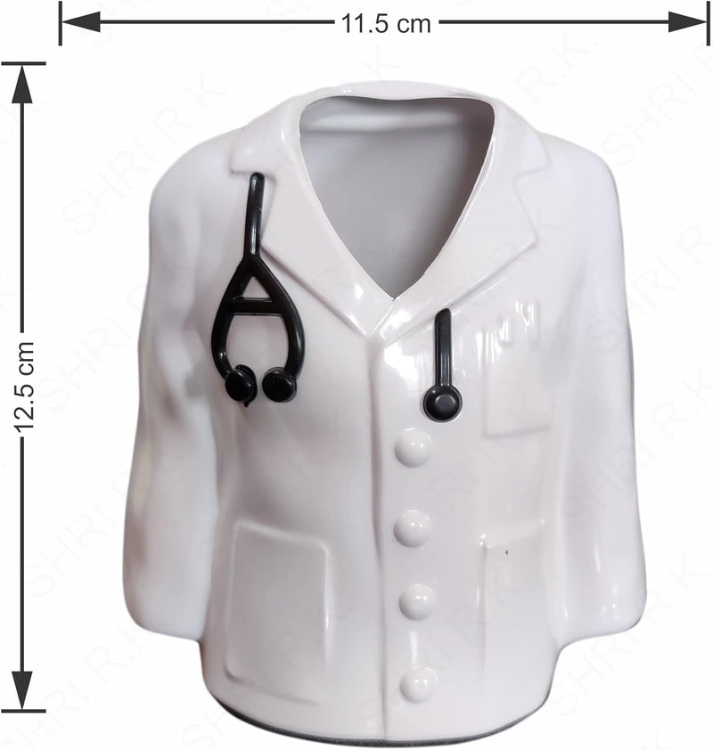 Shri.R.K Doctor Coat Pen Pencil Holder Stand For Desk And Offices Tables (Plastic), Stationery, White