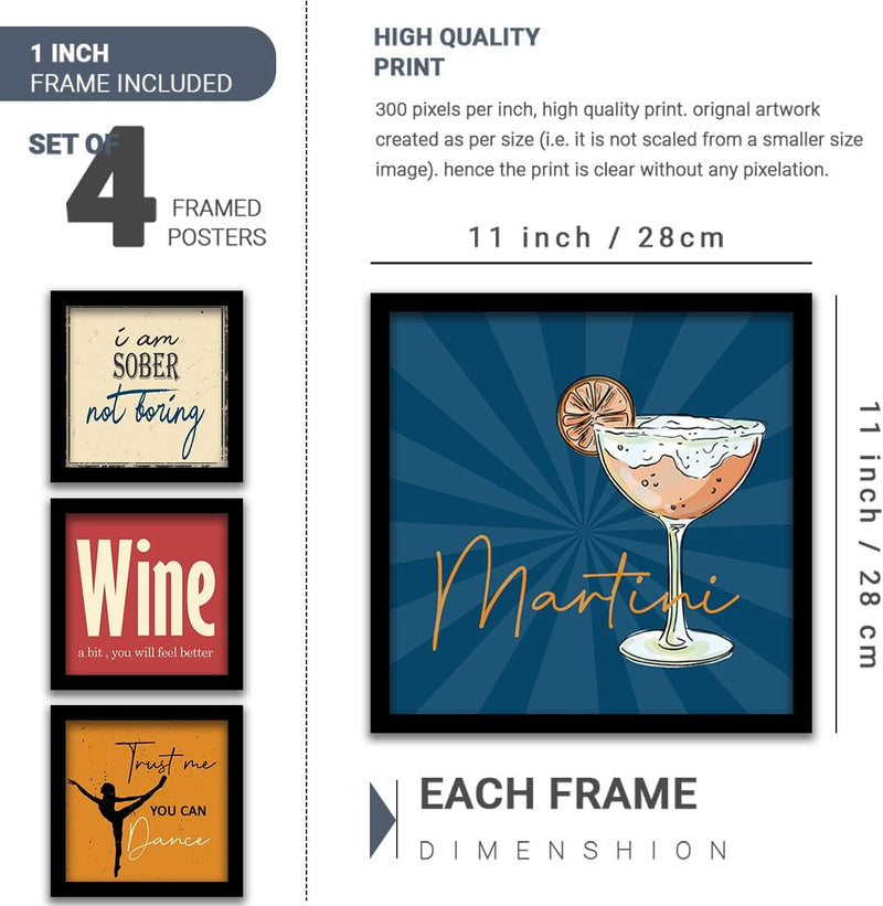 kotart Engineered Wood Photo Frames For Kitchen And Restaurant Wall Decoration - Food Quotes Decor Poster With Frame (11 Inch X 11 Inch, Multi) Design-2, Square)