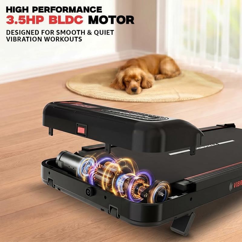 PowerMax Fitness VibroPad 3.5 HP BLDC Motorized 4 in 1 Vibration Walking Pad Treadmill for Home Use 8% Manual Incline with Remote Control Top Speed 6kh/h LED Display Running Surface 900x385mm