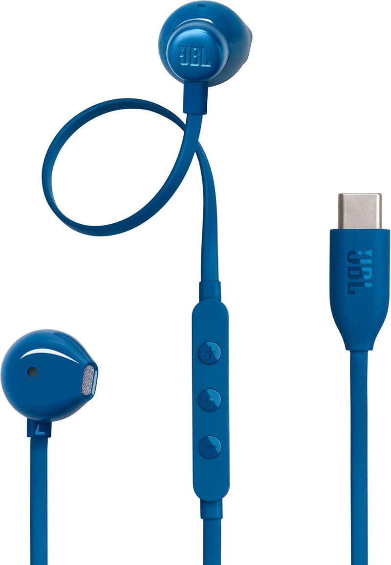 JBL Tune 110 Wired In-Ear Headphones, Deep and Powerful Pure Bass Sound, 1-Button Remote/Mic, Tangle-Free Flat Cable, Ultra Comfortable Fit - Black, JBLT110BLK