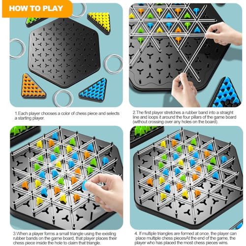 TABBOOT Chain Triangle Chess Game | Triggle game | Geometry Chain Chess Puzzle for 2-4 Players for Family Nights | Desktop Triangle Tactics Game Gift for Kids and Adults