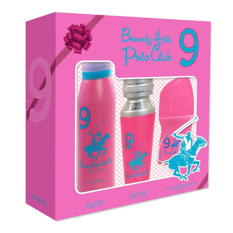 Beverly Hills Polo Club No.9 3PCS Gift Set for Women EAU DE PARFUM 50ml + Deodorant 150ml + Anti - Perspirant Roll On