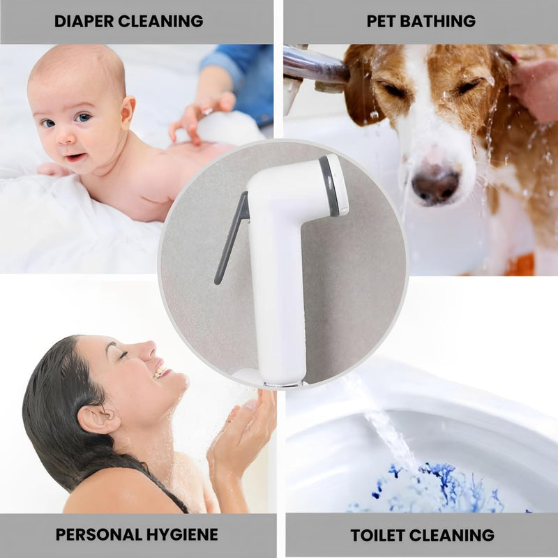 JUNARIS Handheld Bidet Sprayer Set for Toilet - شطاف تواليت Stainless Steel Shattaf with Premium Hose for Bathroom and Washroom | Chrome Shattaf Set Stainless Steel Hose (Classic)