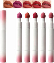 5-Piece Velvet Matte Lipstick Set, Waterproof Long-Lasting Cushion Lip Cream, Non-Stick Transfer-Resistant Moisturizing Makeup with Pink Red Purple Brown Shades