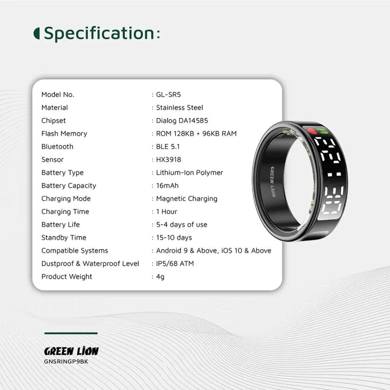 Next Store Smart Ring Pro: Health & Fitness Tracker with Digital Display, Heart Rate, Blood Oxygen (SpO2) & Sleep Monitor, Waterproof Smart Wearable for Men & Women Size 9