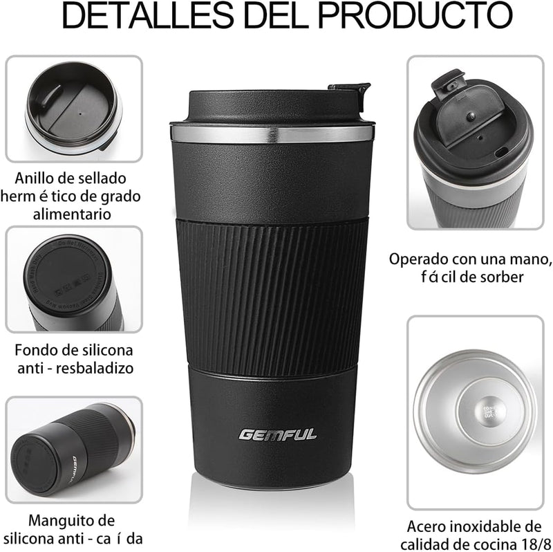 GEMFUL Travel Coffee Mug Stainless Steel Vacuum Ice and Hot Drinks Insulated Tumbler for Home Office Outdoor Works, 380ml, Pink