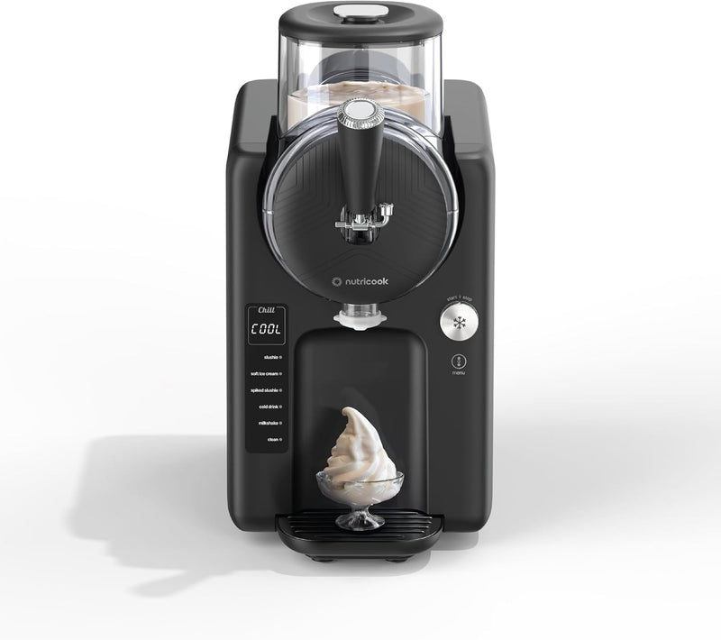 Frost Ice Cream Maker 2-in-1 Soft Serve & Slushie Machine with Built-In Compressor 6 Frozen Treat Modes, 7 Texture Settings, 1.8L Capacity - Black