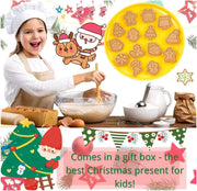 JKWINS 10 Pieces Christmas Cookie Cutters Snowman, Elk, Christmas tree Socks Mini Christmas Cookie Stamps Christmas Shapes 3D Plastic Cookie Cutters for Kids Fondant Cookie Baking
