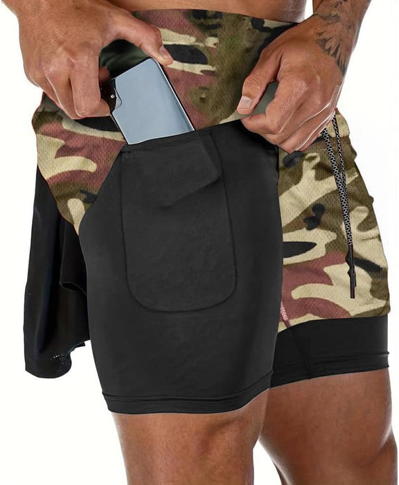 VITION Gym Shorts for Men, Men's Activewear Running Shorts,Drawstring Gym Shorts Men, 2 Layer Loose Athletic Shorts with 4 Pockets