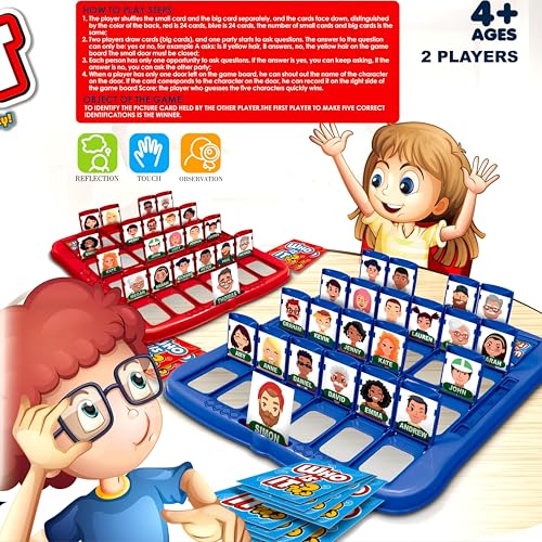 AYEBIA Guess Who? Classic Family Board Game - Fun Indoor Party Puzzle for Kids & Adults, 2 Players, Ages 4+, Traditional Who Is It? Desk Battle Game